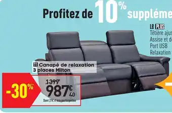 Canapé de relaxation 3 places milton