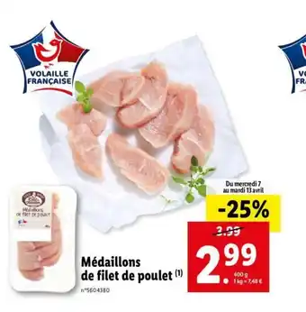 Lidl Médaillons de filet de poulet offre