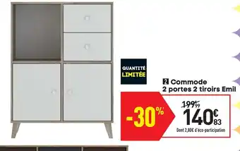 Conforama Commode 2 portes 2 tiroirs emil offre