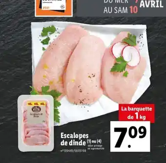 Lidl Escalopes De Dinde offre