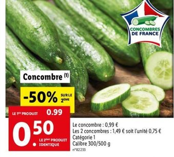 Lidl Concombre offre