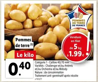 Lidl Pommes de terre offre