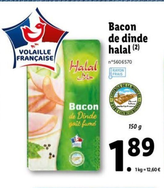 Promo Bacon de dinde halal chez Lidl