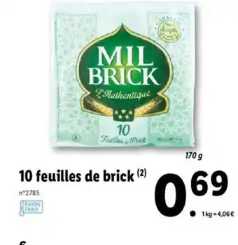 Lidl 10 feuilles de brick offre