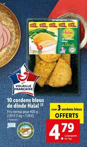 Lidl 10 cordons bleus de dinde halal offre