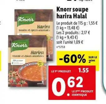 Lidl Knorr Soupe harira Halal offre