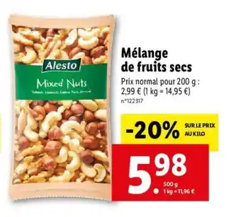 Lidl Mélange de fruits secs offre