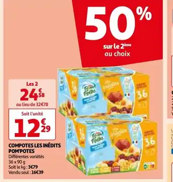 Auchan COMPOTES LES INÉDITS POM'POTES Différentes variétés offre