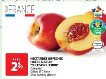 Auchan NECTARINES OU PÊCHES FILIÈRE AUCHAN "CULTIVONS LE BON" Catégorie 1 offre