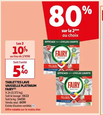 Auchan Fairy tablettes lave vaisselle platinium (2) offre