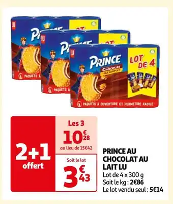 Auchan Lu prince au chocolat au lait offre