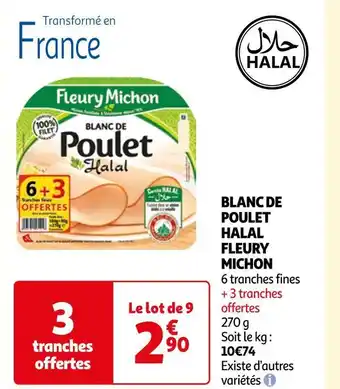 Auchan Fleury michon blanc de poulet halal offre