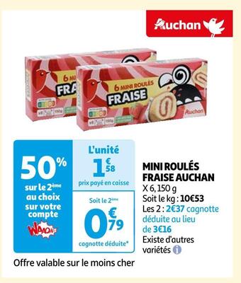 Auchan Auchan mini roulés fraise offre