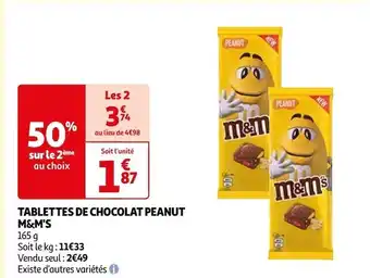 Auchan M&m's tablettes de chocolat peanut offre