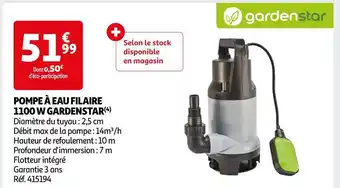 Auchan Gardenstar pompe à eau filaire 1100 w offre