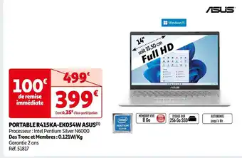 Auchan Asus portable r415ka-ek054w offre