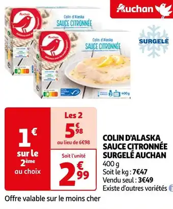 Auchan Auchan colin d'alaska sauce citronnée surgelé offre