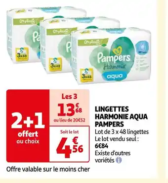 Auchan Pampers lingettes harmonie aqua offre