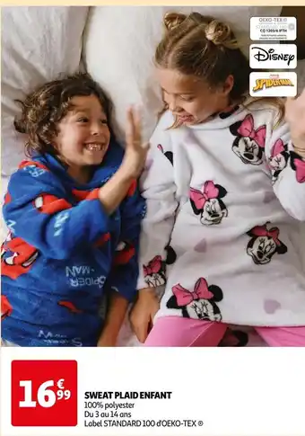 Auchan Disney / spiderman sweat plaid enfant offre