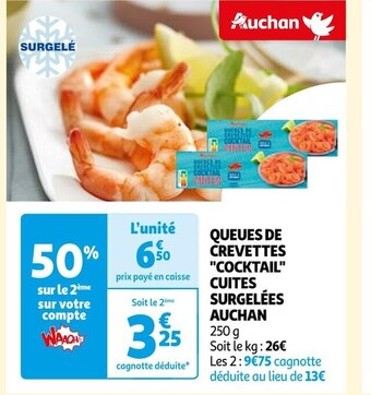 Auchan Auchan queues de crevettes cocktail cuites surgelées offre
