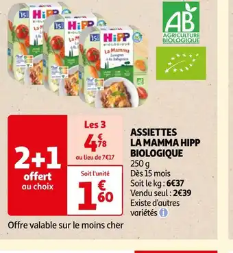 Auchan La mamma hipp biologique assiettes offre