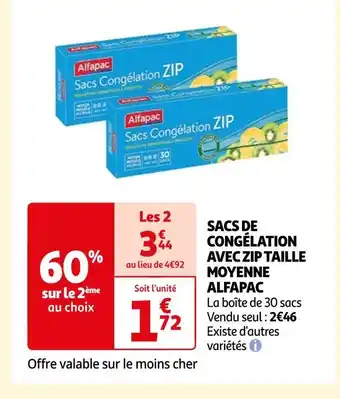 Auchan Alfapac sacs de congélation avec zip taille moyenne offre