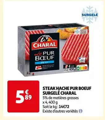 Auchan Charal steak hache pur boeuf surgelé offre