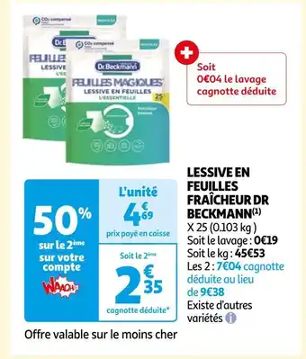 Auchan Dr beckmann lessive en feuilles fraîcheur offre