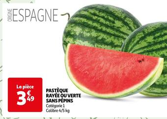 Auchan Pastèque rayée ou verte sans pépins offre