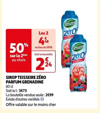 Auchan Teisseire sirop zéro parfum grenadine offre