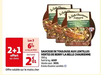 Auchan La belle chaurienne saucisse de toulouse aux lentilles vertes de berry la belle chaurienne offre