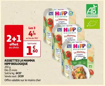 Auchan Supermarché Hipp biologique assiettes la mamma offre