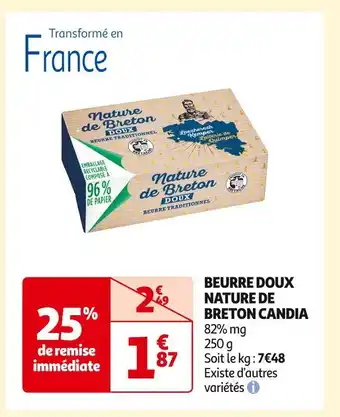 Auchan Supermarché Candia beurre doux nature de breton offre