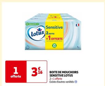 Auchan Supermarché Lotus boite de mouchoirs sensitive offre
