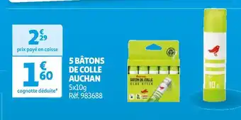 Auchan Auchan 5 bâtons de colle offre