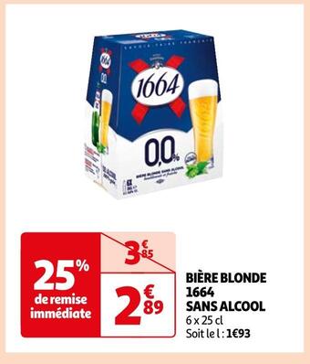 Auchan 1664 bière blonde sans alcool offre