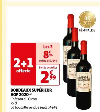 Auchan Château du grava bordeaux supérieur aop 2020 offre