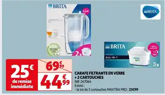 Brita carafe filtrante en verre + 2 cartouches