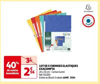 Auchan Exacompta lot de 5 chemises elastiques offre