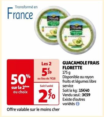 Auchan Guacamole frais florette offre