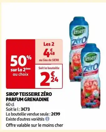 Auchan Sirop teisseire zéro parfum grenadine offre