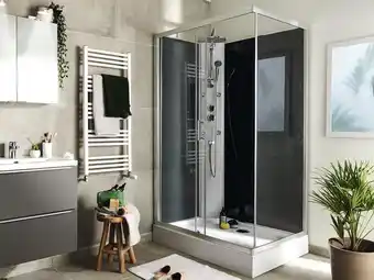 Brico Dépôt Goodhome cabine de douche hydromassante onega - gris - l. 80 x l. 120 x h. 225 cm offre