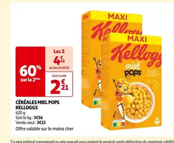 Auchan Supermarché CÉRÉALES MIEL POPS KELLOGGS 620 g offre
