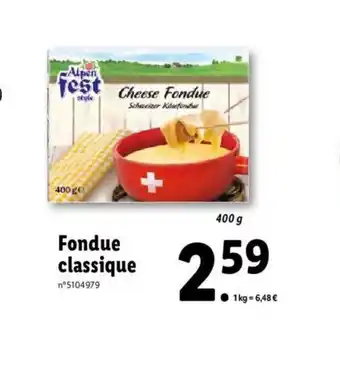 Lidl Fondue classique offre