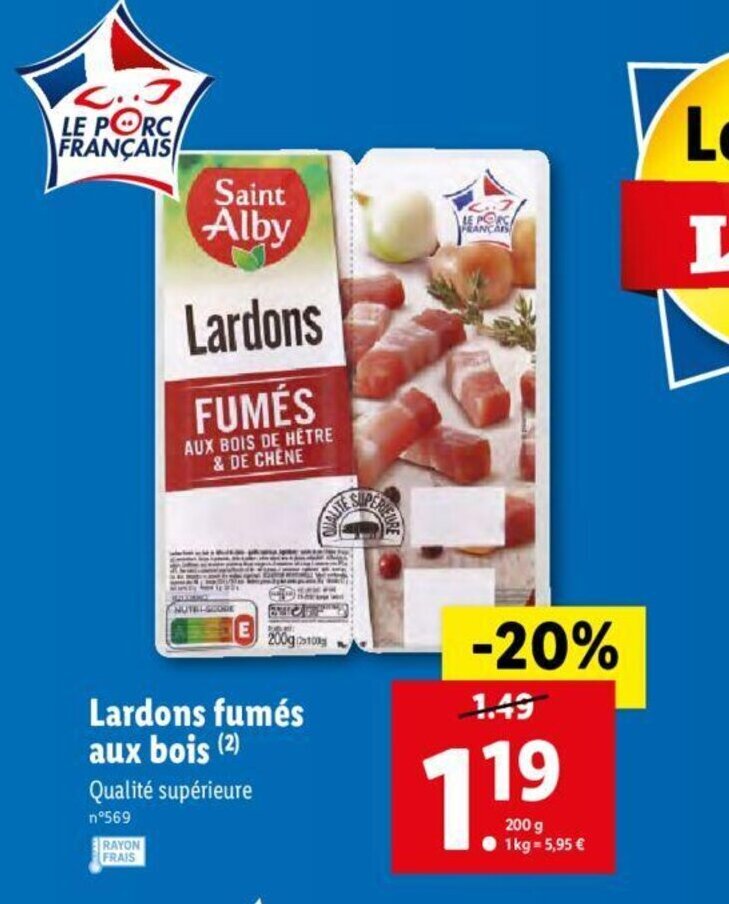 Promo Lardons fumés chez Lidl