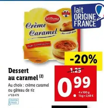 Lidl Dessert Au caramel offre