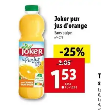 Lidl Joker pur jus d'orange offre