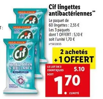 Lidl Cif lingettes antibactériennes offre