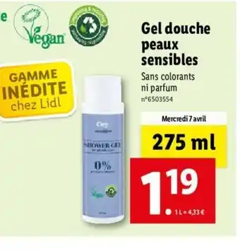 Lidl Gel douche peaux sensibles offre