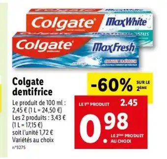 Lidl Colgate dentifrice offre